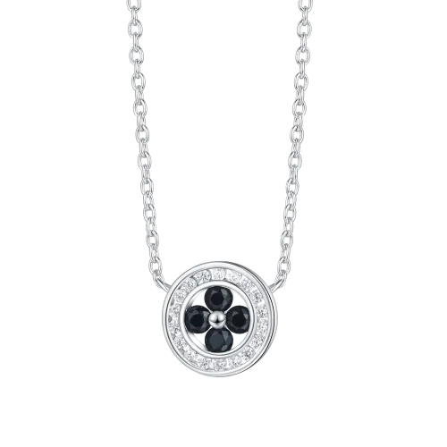 Nightfall - Wisiorek z Czarnym Moissanitem i Ozdobną Ramą