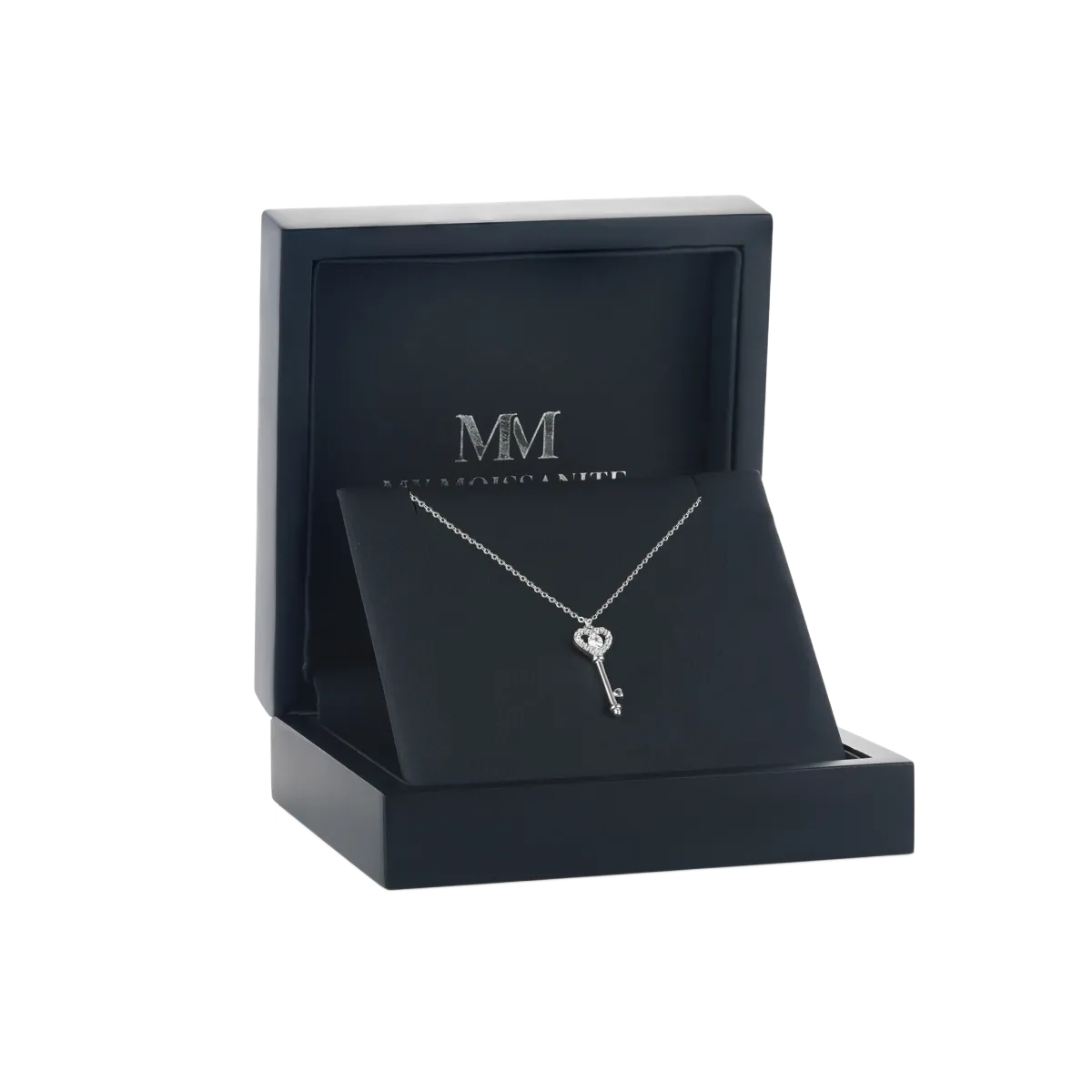 Amore - Herz Schlüssel Moissanit-Anhänger mit Pave-Fassung