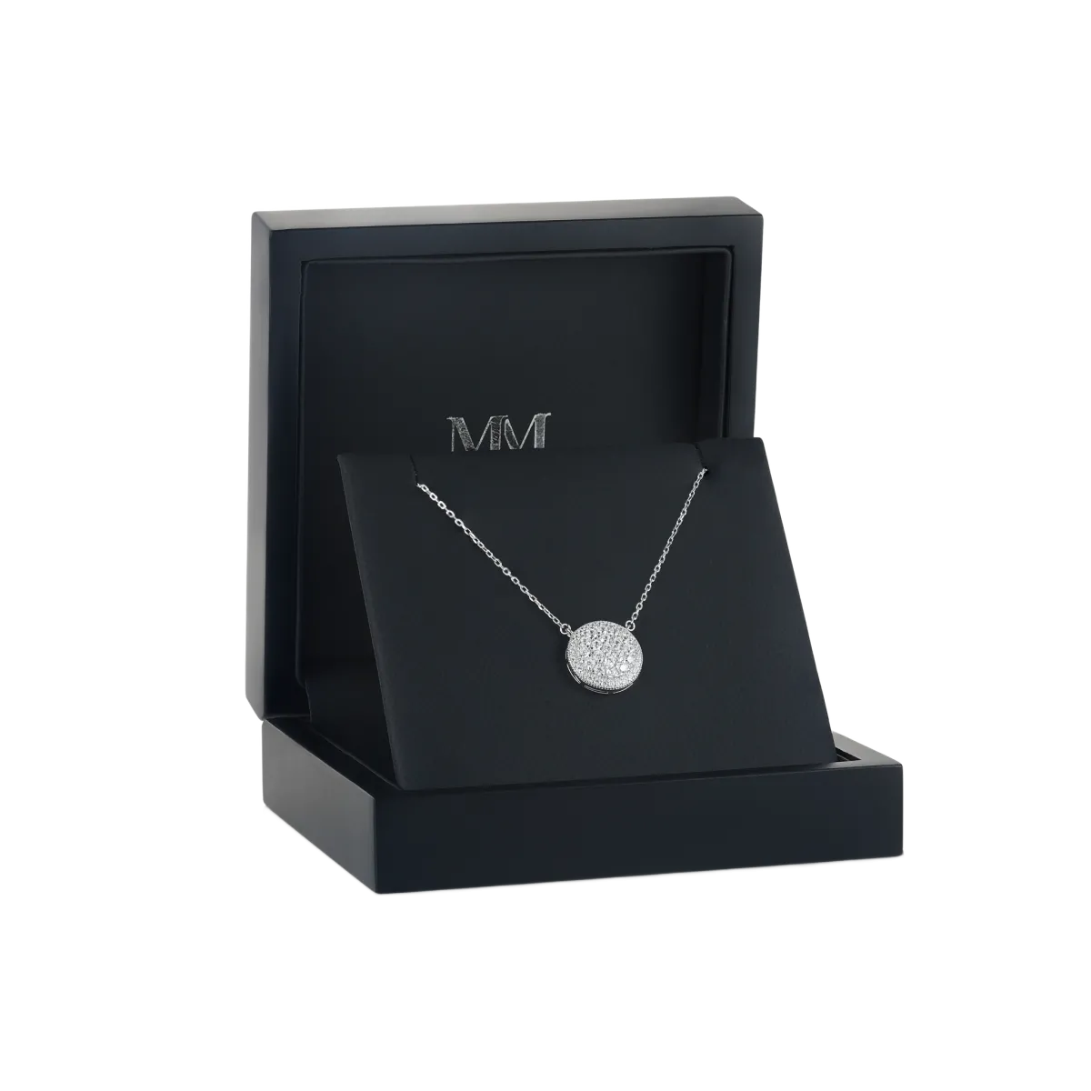 Brillante - Runder Moissanit-Cluster-Anhänger mit Pavé-Halo