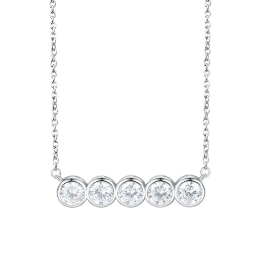Quinta - Naszyjnik Moissanit z Pięcioma Kamieniami w Oprawie Bezel