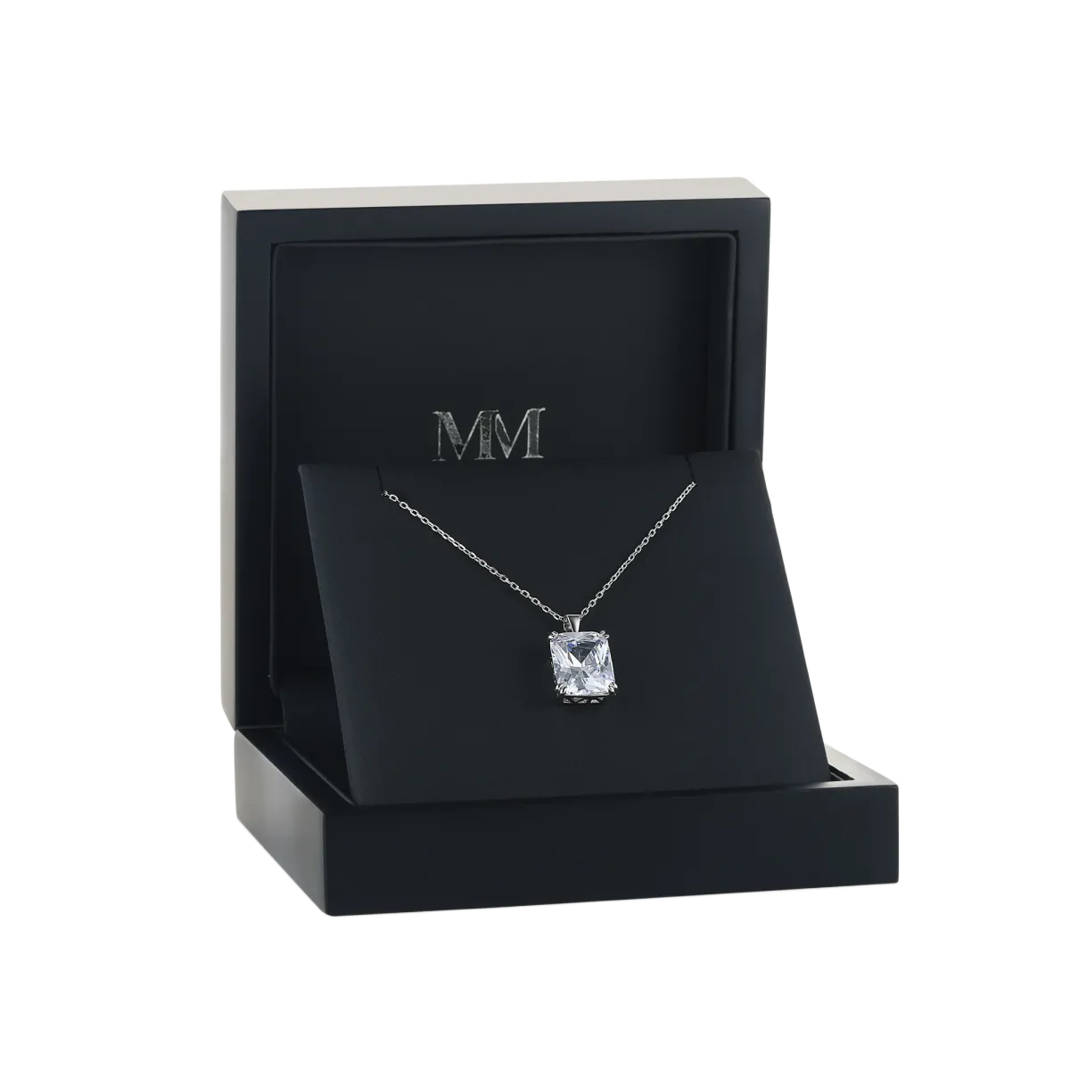 Quadra - Klassischer Moissanit-Solitär-Anhänger im Radiant-Schliff