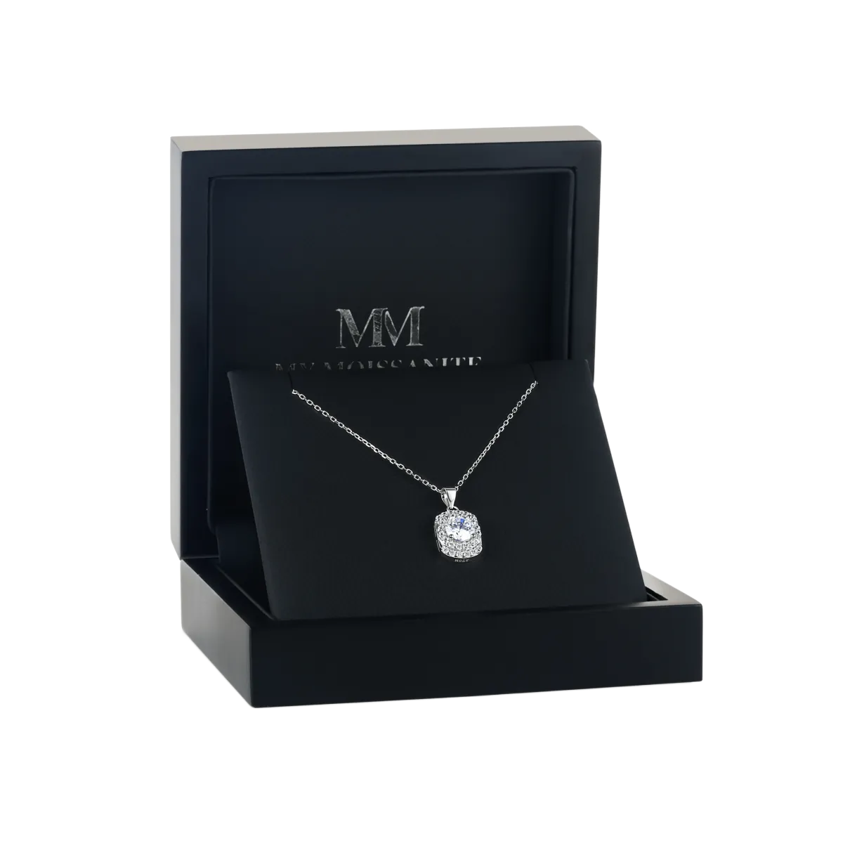 Memento - Brillanter Moissanit-Anhänger im Pavé-Halo-Design