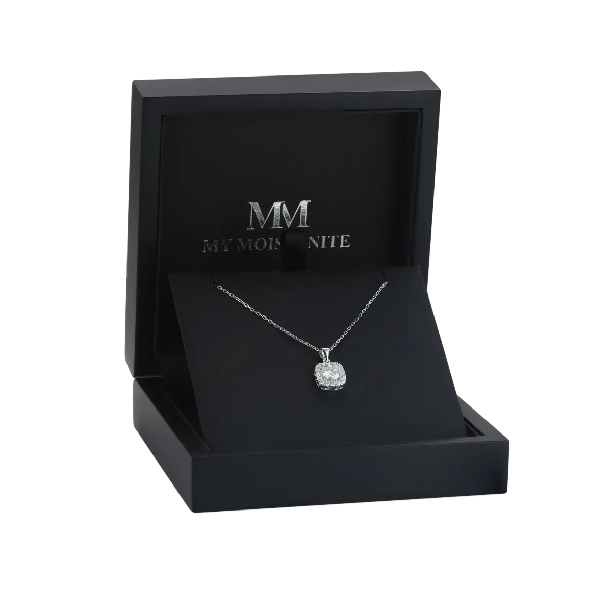 Haloette - Moissanit-Anhänger mit vollem Halo-Detail