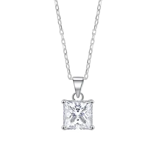 Regent - Naszyjnik Solitaire z Moissanitu o Szlifie Princess