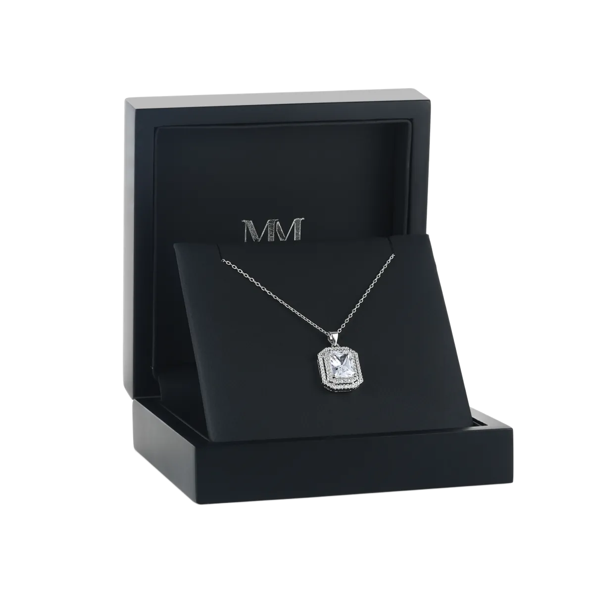 Cristallo - Radiant Geschnittenes Moissanit Doppeltes Halo Anhänger Gliederkette