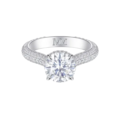 Cassiane - Moissanite Engagement Ring with Pavé-Set Accent Stones