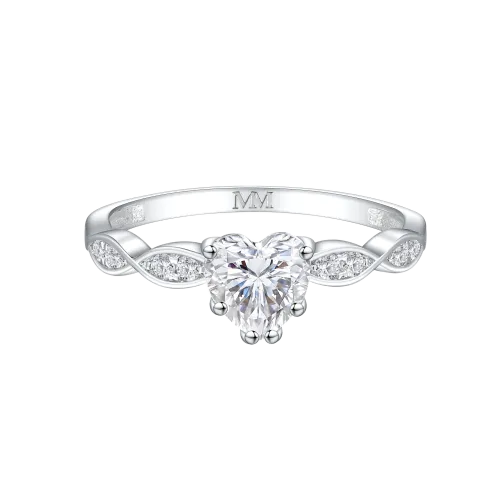 Affection - Heart Cut Moissanite Engagement Ring with Twisted Band