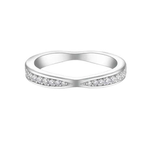 Aria - Curved Moissanite Wedding Band With Pavé Setting