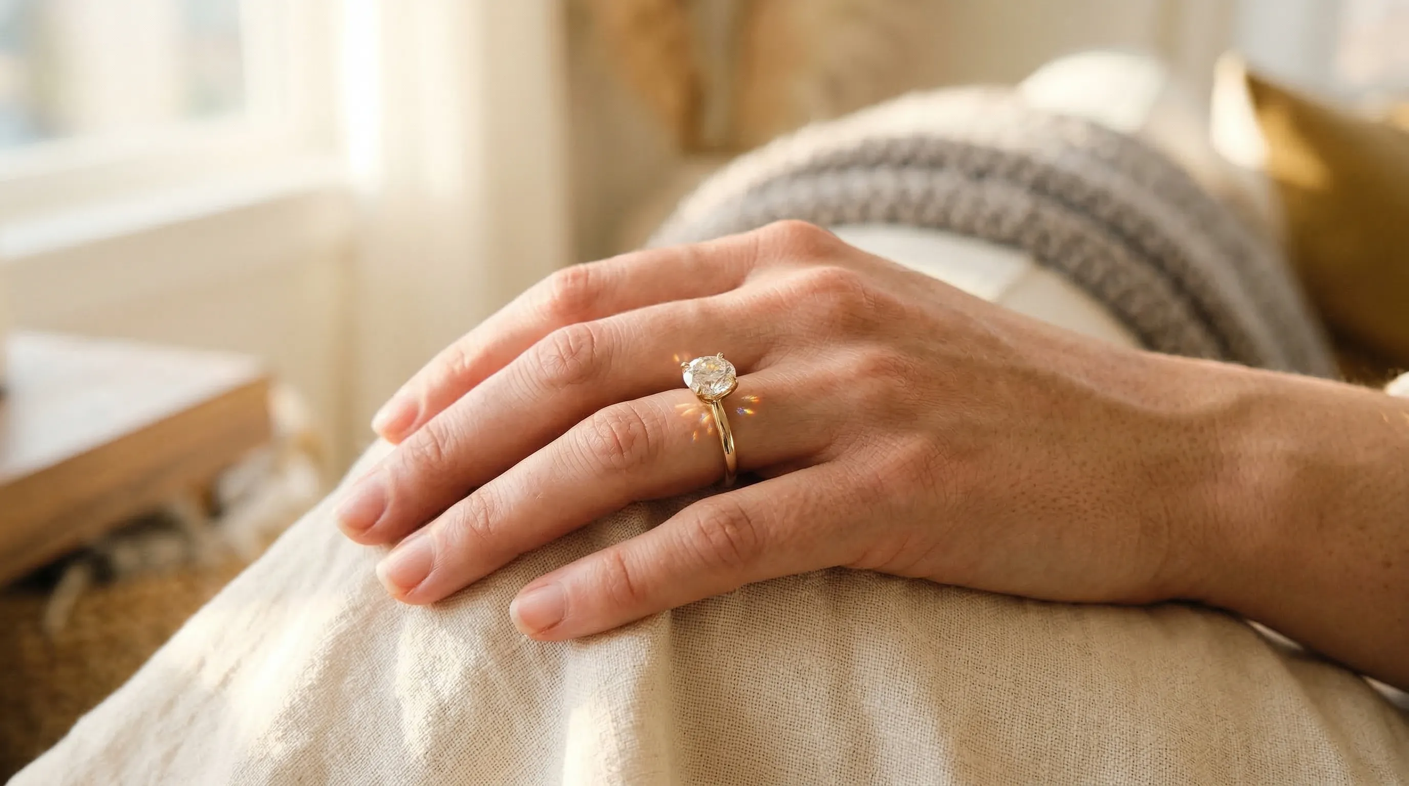 Moissanit Verlobungsring mit brillanter Lichtbrechung